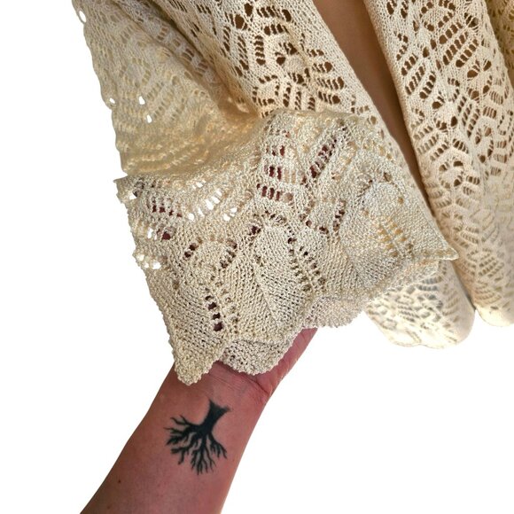 Saltwater LUXE Solana Sweater Crochet Style Open Front Cardigan Sz S - Picture 5 of 11